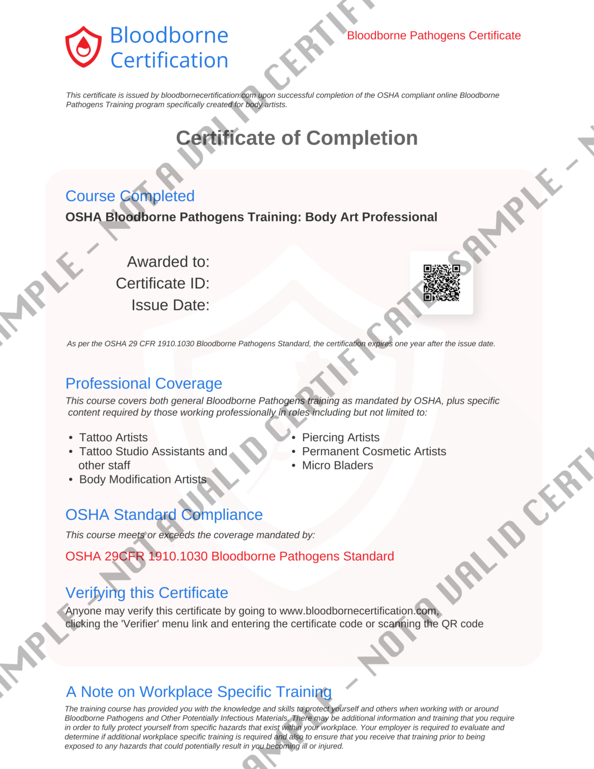 Bloodborne Pathogen Certificate
