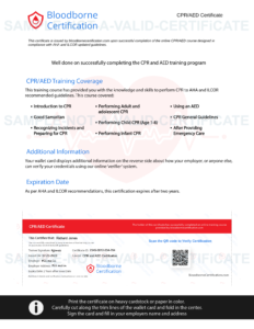 CPR Certificate Sample